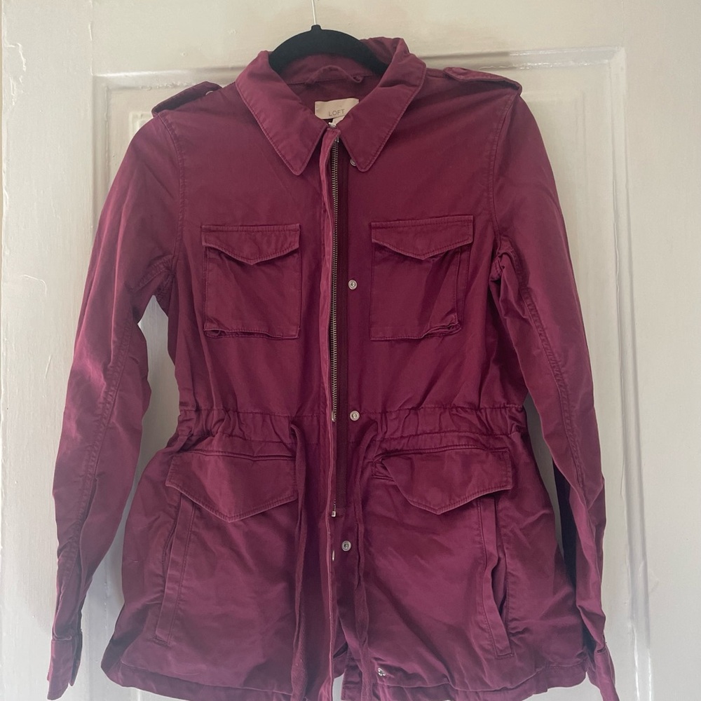 Loft| Utility Jacket| Burgundy| Size:Small